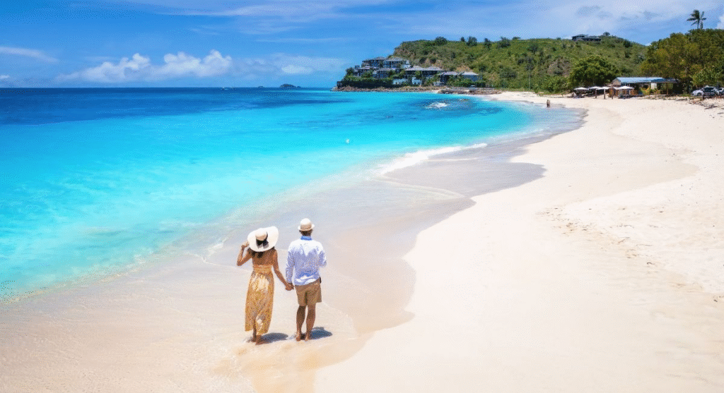 Beach Vacation Deals 2026 with beautiful coastal getaway, sunny beach, ocean and tropical holiday scenery