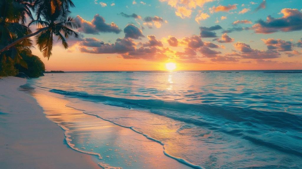 Beach Vacation Deals 2026 with beautiful coastal getaway, sunny beach, ocean and tropical holiday scenery